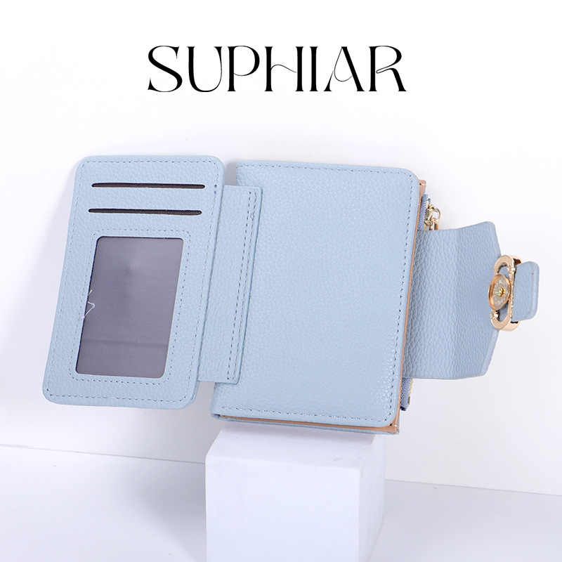 Nuevo Japón y Corea del Sur PU suave bolso de cambio corto para niñas bolso de tarjetas de gran capacidad multicapa de viaje de color sólido billetera con cremallera para mujeres