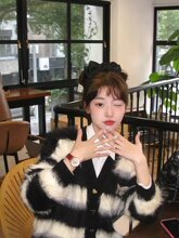 美式街头小众设计感V领开衫针织衫女潮牌oversize百搭毛衣外套