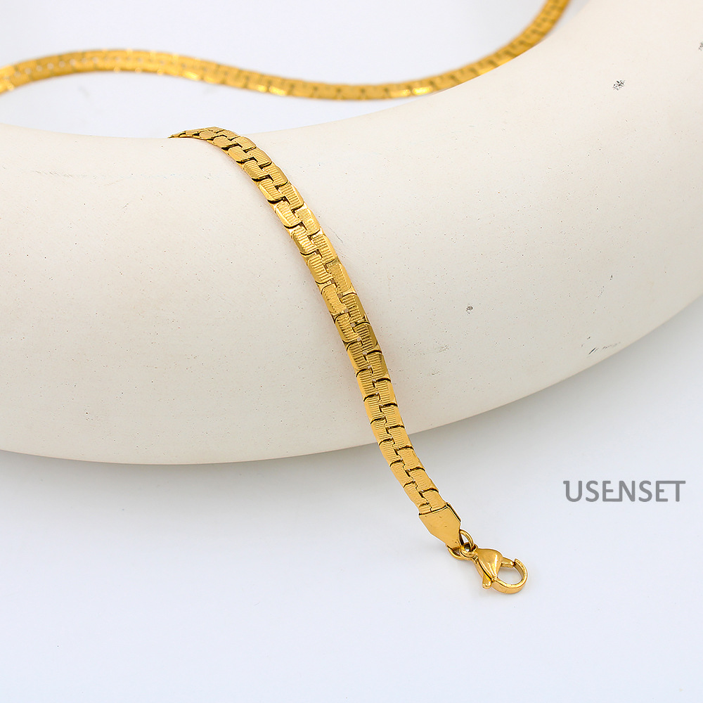 Fashion Solid Color Stainless Steel Plating Chain Bracelets Necklace 1 Piece