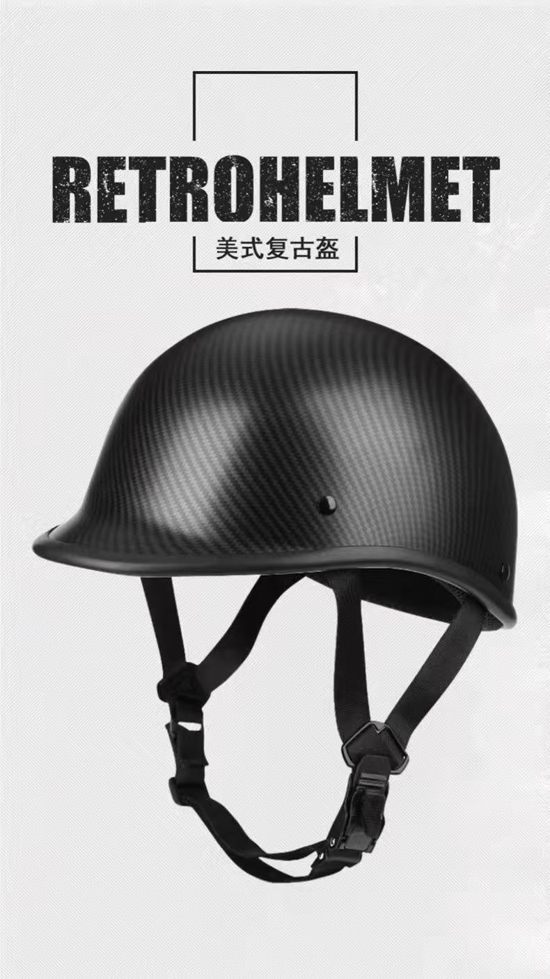 3C certified American retro half helmet for men and women, motorcycle and electric vehicle helmet with carbon fiber texture, suitable for commuting