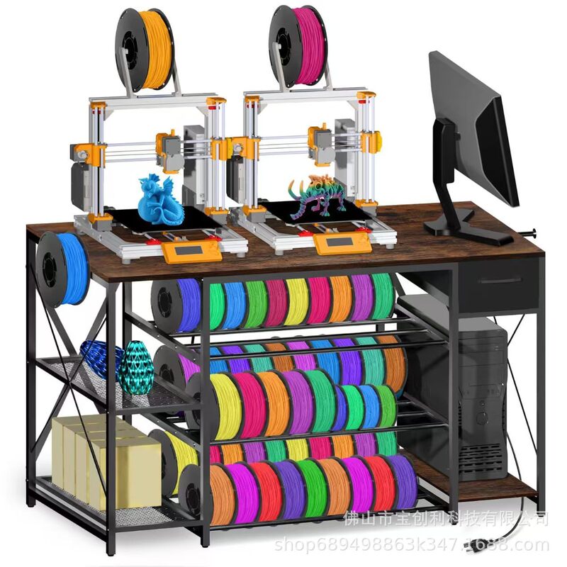 Cross-Border Exclusive Supply of Simple Workbench for 3D Printers, Metal Three-Layer Consumable Rack with Socket, Drawer, Storage and Organizing Table Cross-Border Exclusive Supply of Simple Workbench for 3D Printers, Metal Three-Layer Consumable Rack with Socket, Drawer, Storage and Organizing Table