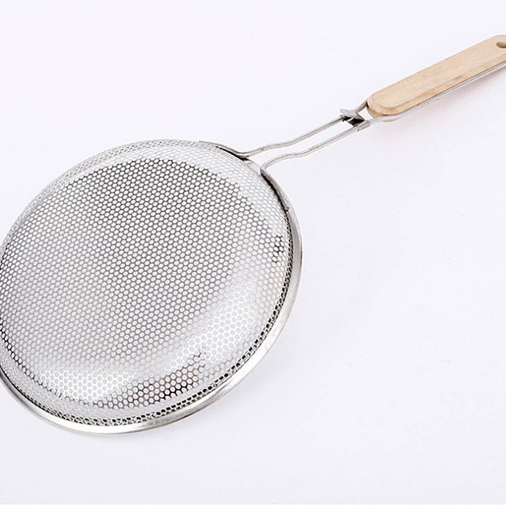 Wood -handed colander Homorph Magnetic Stainless Steel Spicy Steel Spicy Spicy Spicy Turbone Rice Loos Leak Powder Sour Powder Powder Network