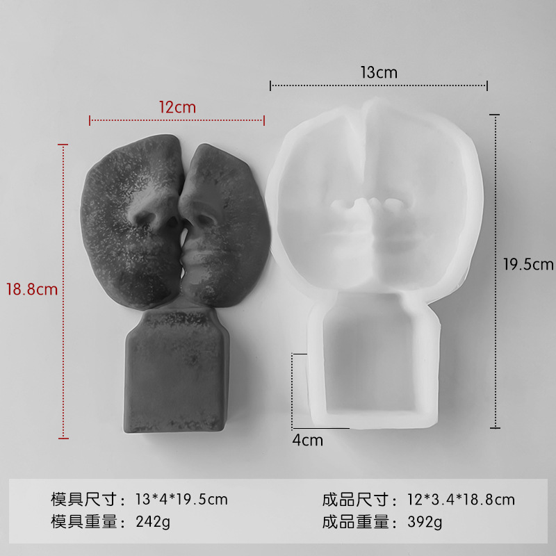 Jiahui Beauty Face Retrato Vela de aromaterapia Molde de silicona Molde de decoración de escritorio de yeso