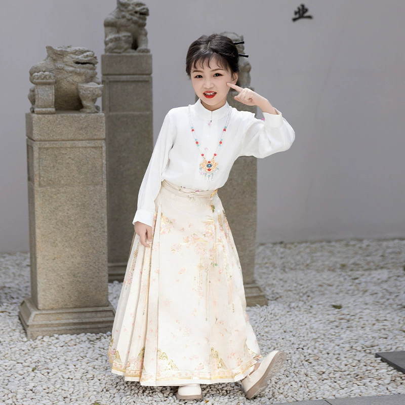 Юбка, Hanfu, летняя одежда, детский набор, китайский стиль, для подростков
