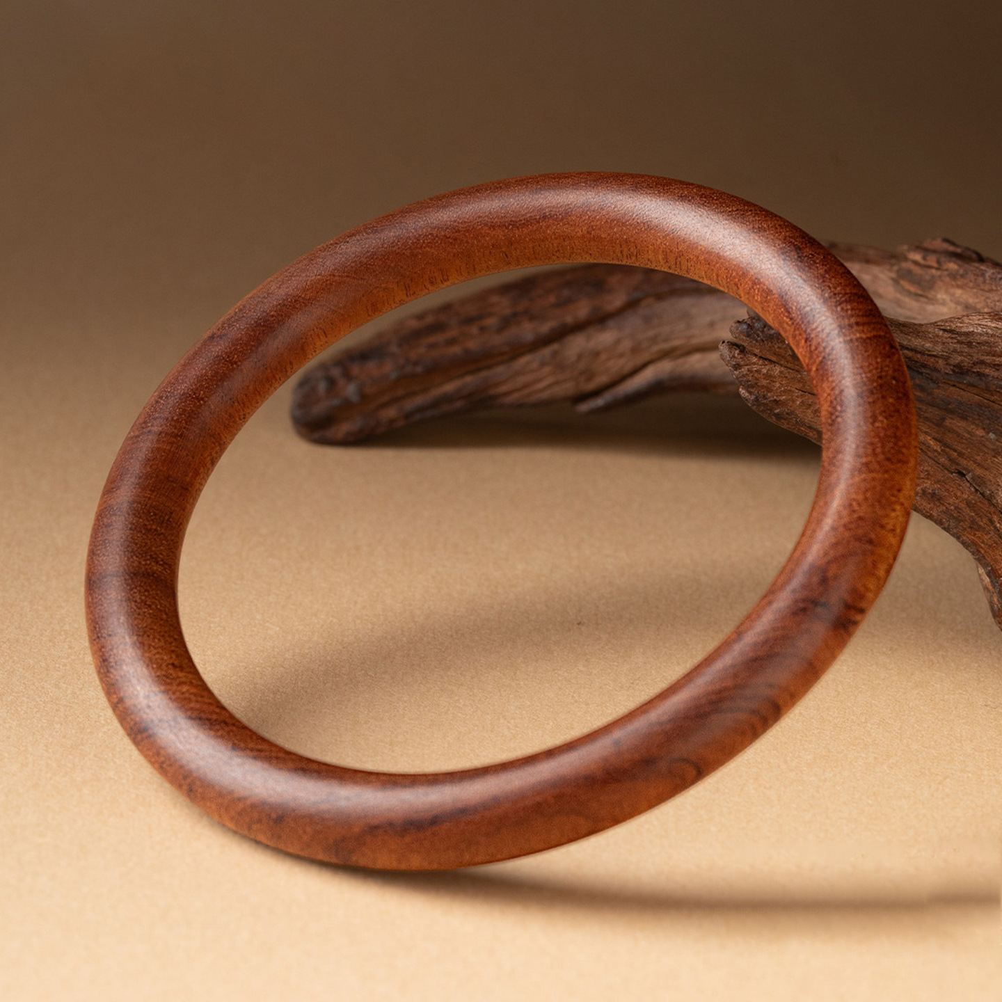 Natural Peach Wood Bracelet for Women, Sandalwood Redwood Round Plain Wooden Bracelet, Simple Chinese Style Imperial Concubine Bracelet, Light Luxury Cultural Jewelry