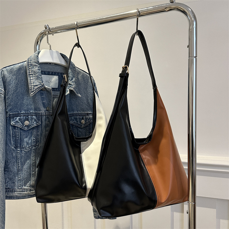 2024 moda de invierno de este año popular color sólido empalme retro textura de viaje coreano temperamento tote bolso de hombro