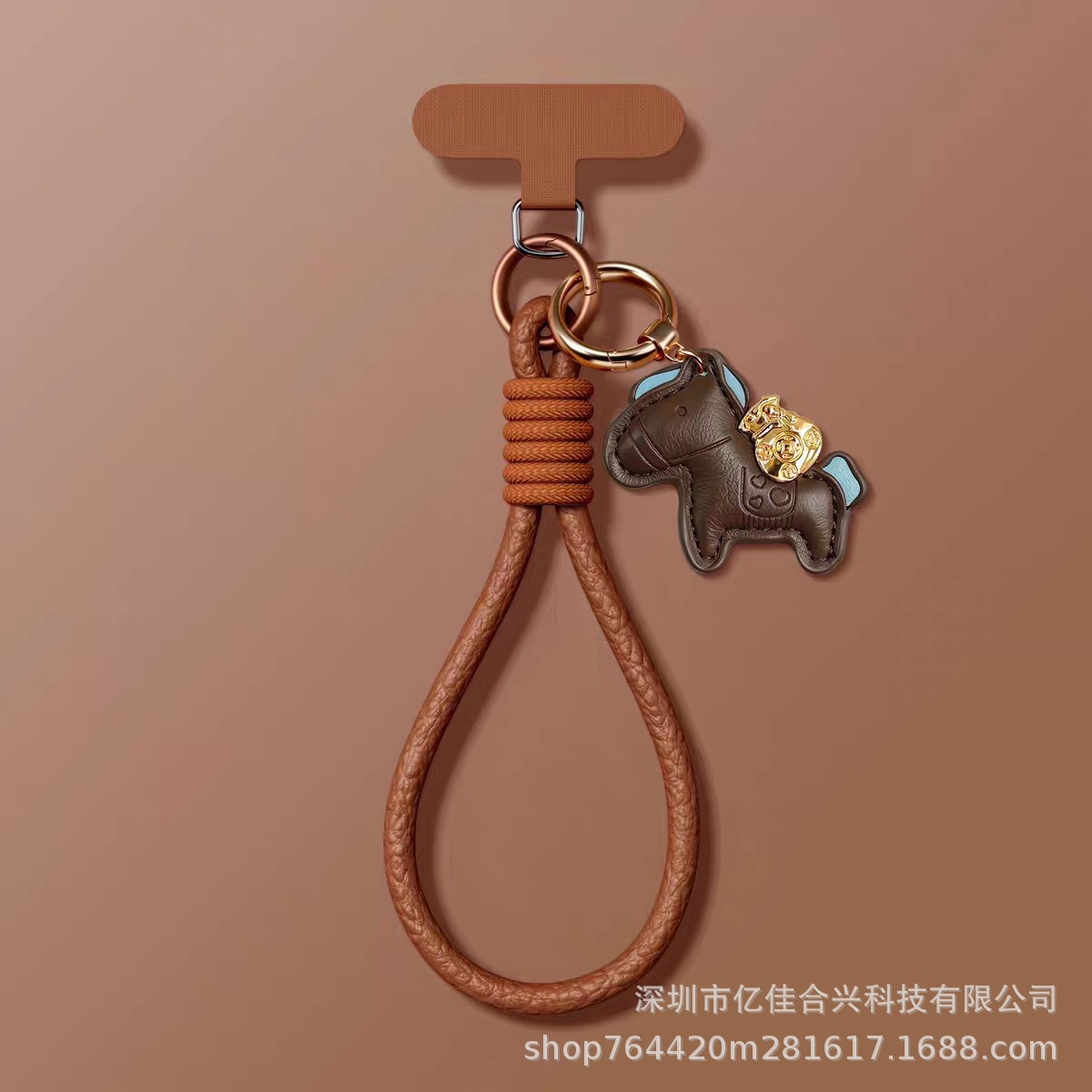 Año Nuevo cuero de pony teléfono móvil cuerdas de inmediato dinero muñeca corta bolso colgante de llaveros anti-perdida corto