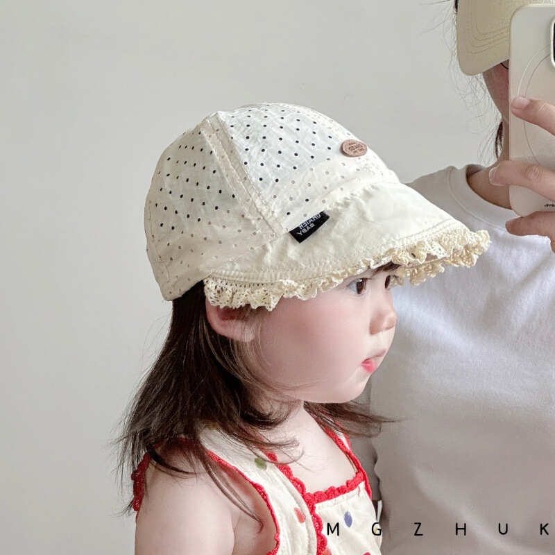 Girls Hat Spring and Summer Thin Peaked Cap Lace Princess Hat Baby Girl Outdoor Quick-Drying Mesh Sun Hat Trendy