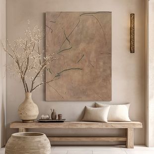 Lwd. Pure Hand-Painted Oil Painting "Warm Sunshine" Living Room Abstract Painting Entrance Decoration Painting Wabi-Sabi Style Japanese Modern