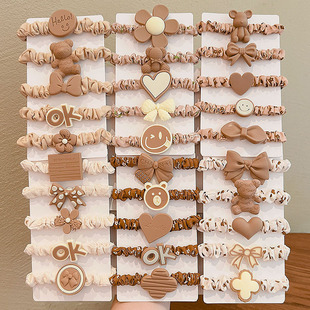 Internet Celebrity Hair Tie Rubber Band K-Style Cute Coffee Color Headband Elastic Good Hair Tie Baby Ponytail Hair Rope Girls Hair Accessories