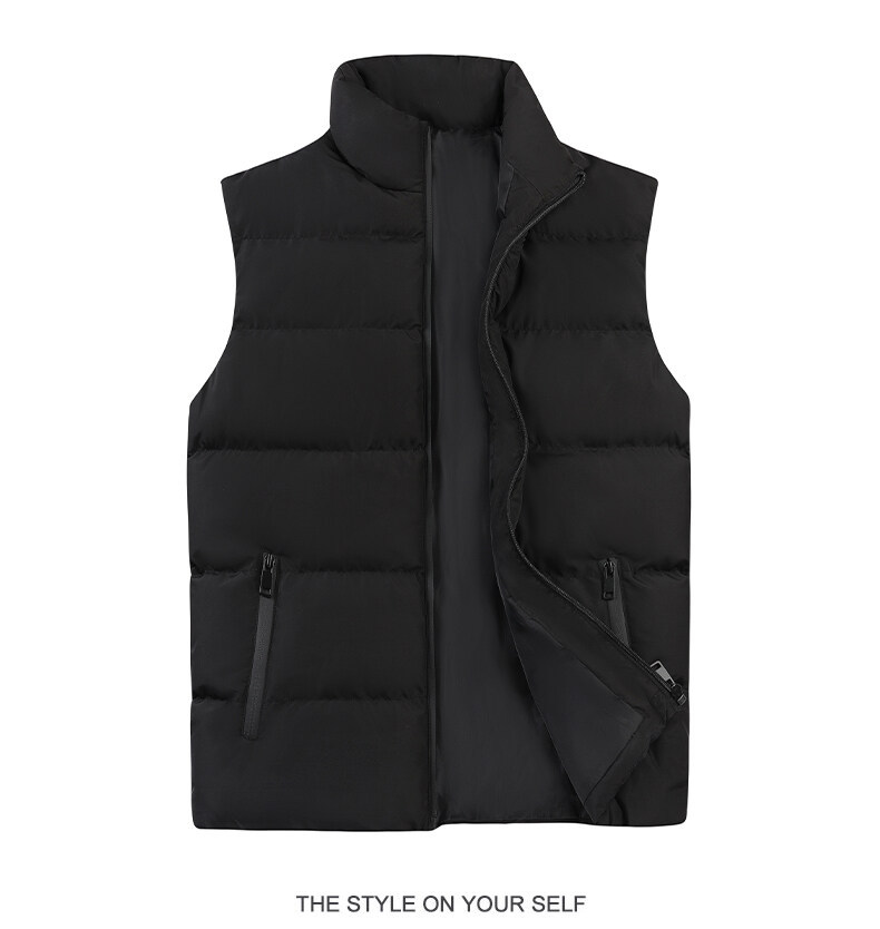 Vest Men's And Women's Loose Casual Padded Jacket Couple Thickened Stand-up Collar Vest Jacket_voghion.com