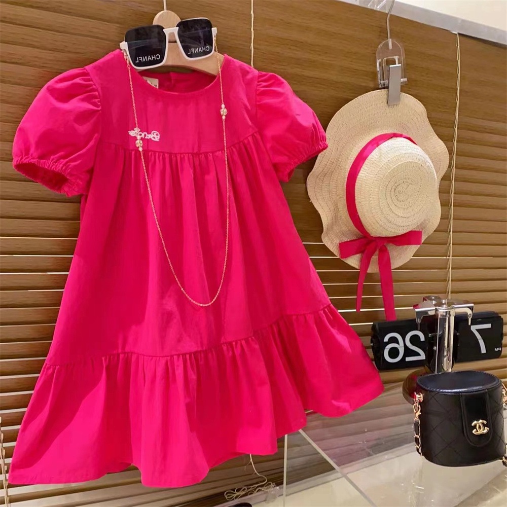 Summer Girls' Children's Wear dress Baby Western Style Children's Personality Trendy Korean Style Sweet Lady Fashionable Internet Celebrant Princess Dress