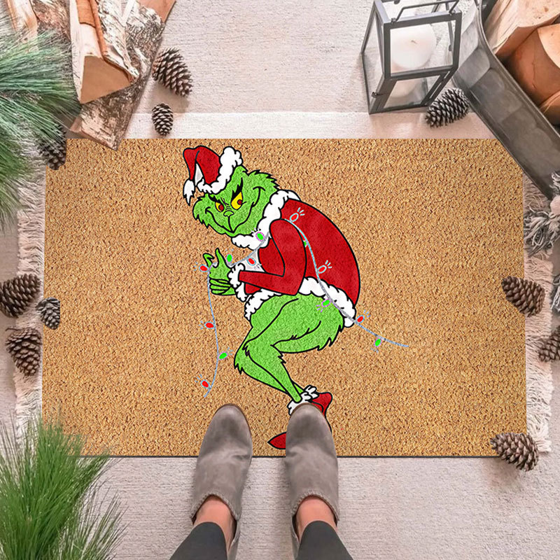Alfombra de piso de payaso verde transfronteriza Grinch Navidad alfombra de puerta decorativa alfombra de piso al aire libre alfombra de vacaciones de Navidad