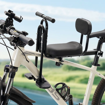 Motorcycle cushion, Bike Child Stool Folding - upgraded-new-black-seat-armrest-footrest-backrest