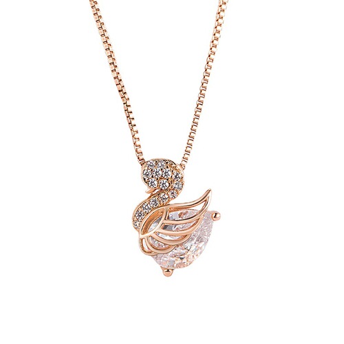 Flash Diamond Swan Necklace Women's Light Luxury Niche Design High-end Versatile Pendant Clavicle Chain  New Summer