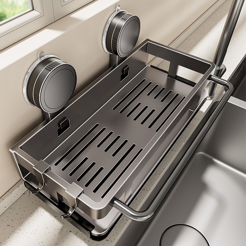 Suction Cup Rag Rack Kitchen Multi-Functional Storage Rack Wall-Mounted Punch-Free Drain Rack Basket Household Sink Storage Artifact 2
