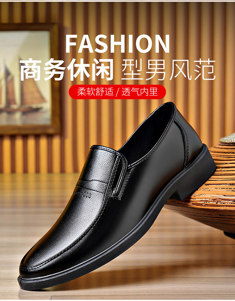 Giày da nam công sở mũi nhọn vân da nổi, kiểu Anh, gót thấp 1–3 cm — XH01 màu đen chi tiết 4