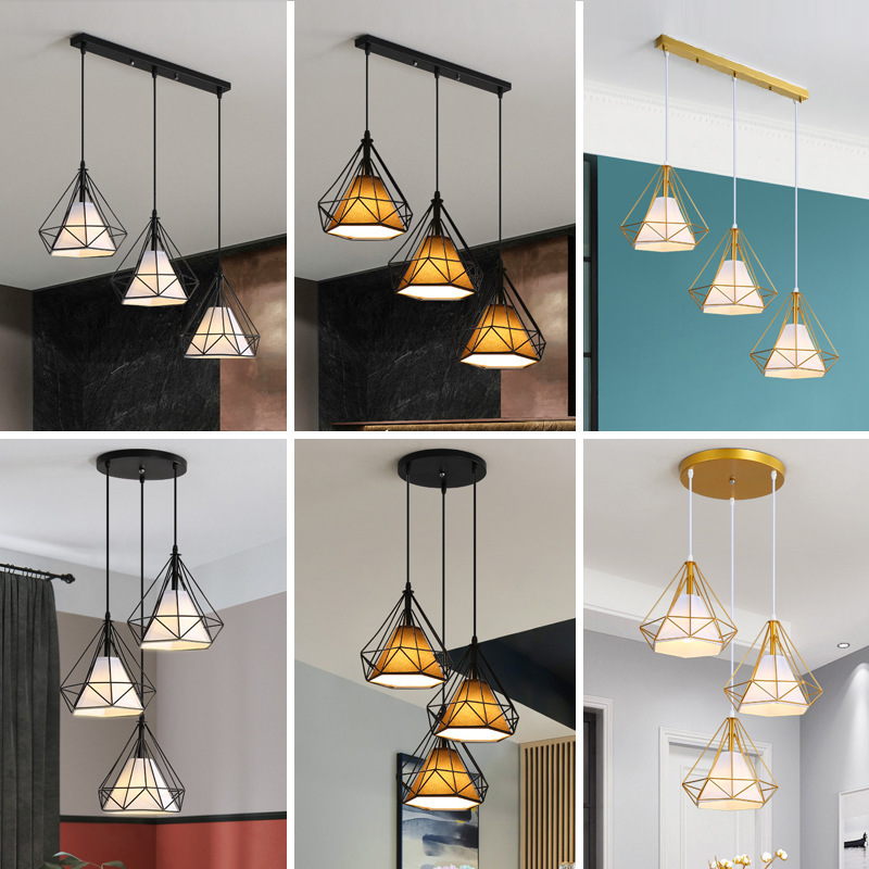 Restaurant Chandelier with Three Lights, Light Luxury Lighting, Modern Minimalist Dining Table Bar Counter Led Strip Dining Room Light, 2026 New Model