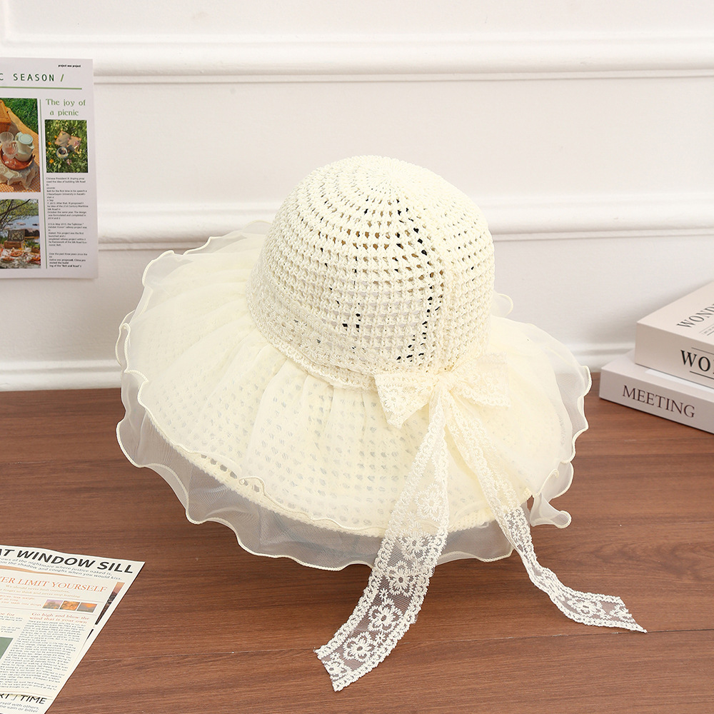 Sombrero de paja con lazo – estilo veraniego, ala ancha, para playa o vacaciones al aire libre