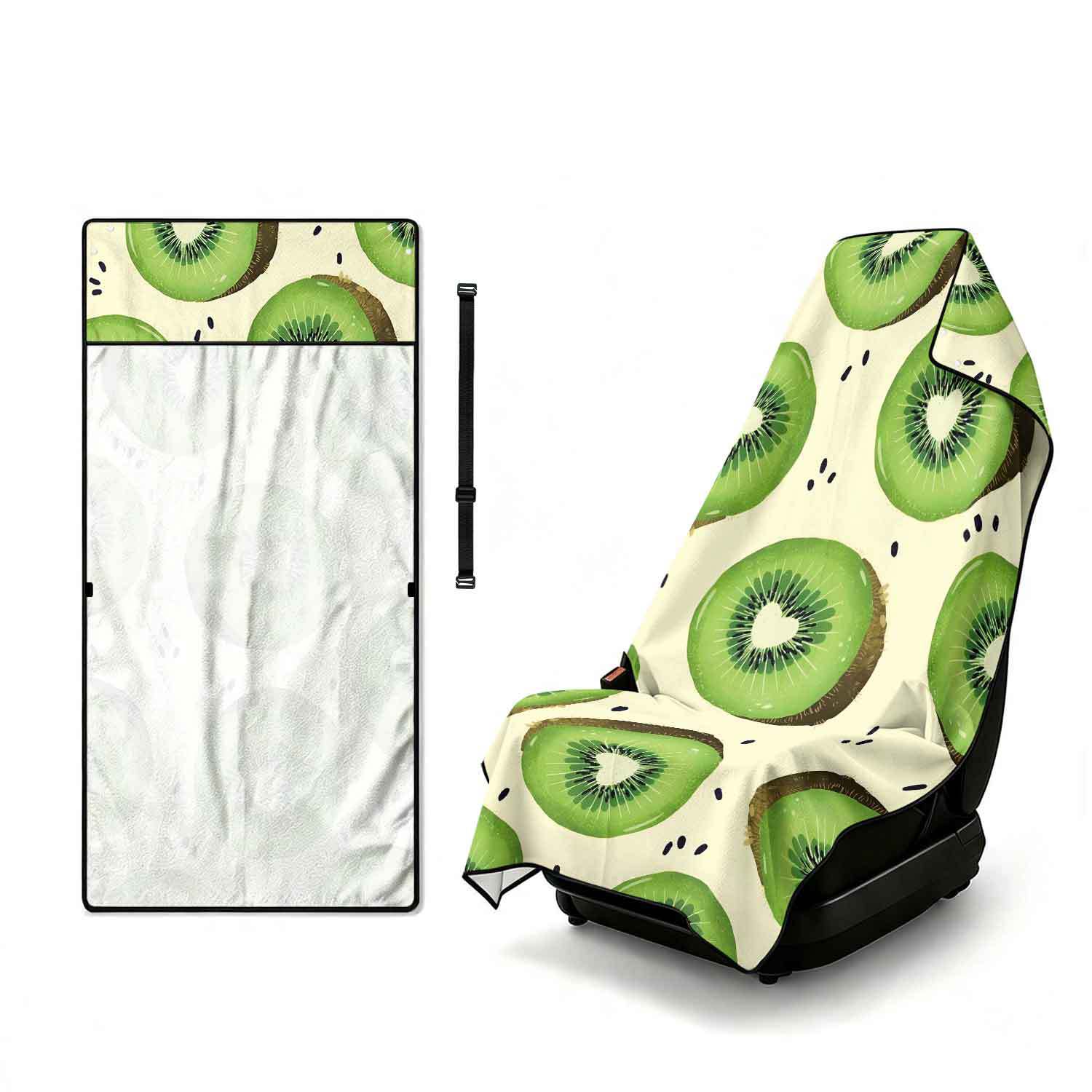 Printed bath towel and car seat cover 2-in-1, ultra-fine fiber outdoor beach and car dual-use universal seat cushion