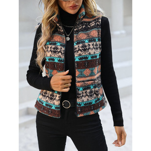 X 52047 Double print fleece vest �p��ӡ��ë�q�R��