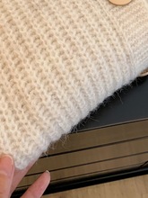 杏色马海毛圆领套头毛衣女开衫外套秋冬慵懒风冬季加厚羊毛针织衫