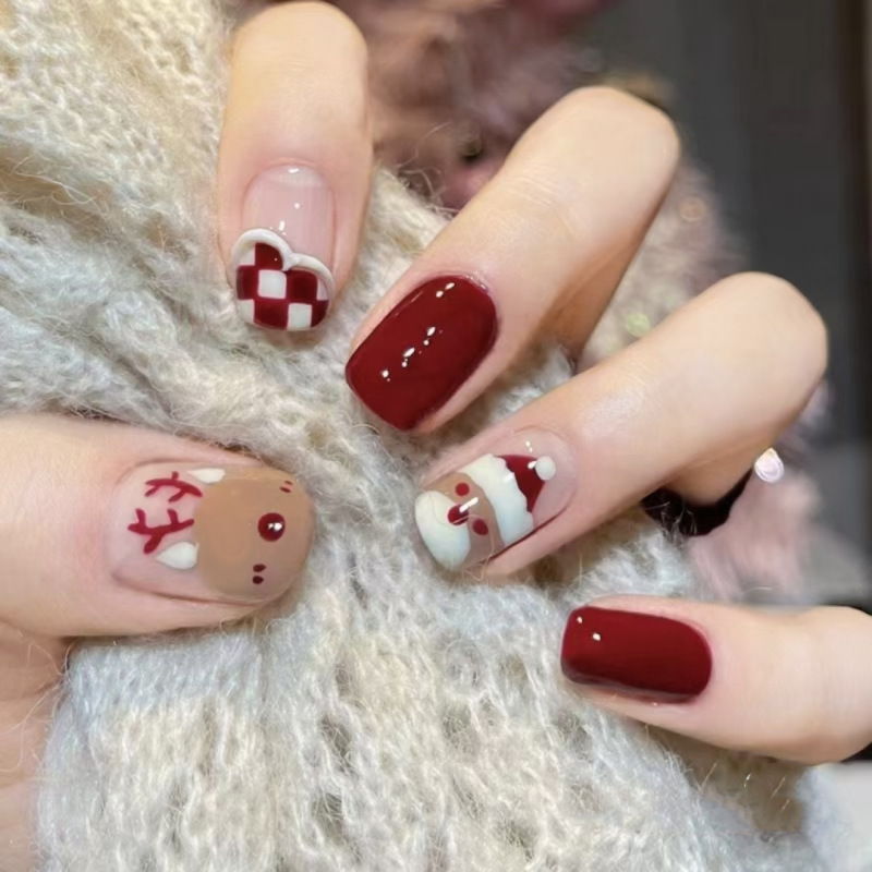 C667-Santa Claus Cute Short Nail New Year Wearable False Nail Christmas Deer Nail Wearing Nail Paste C667-Santa Claus Cute Short Nail New Year Wearable False Nail Christmas Deer Nail Wearing Nail Paste