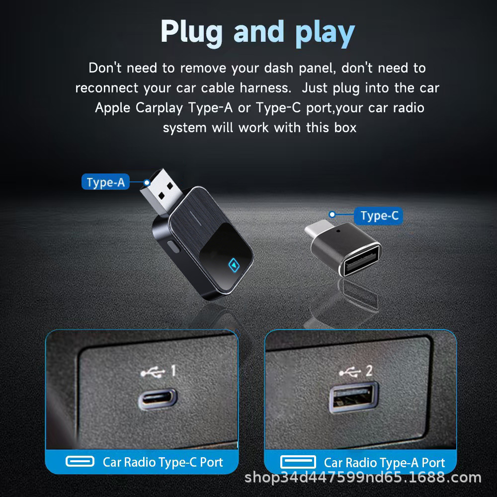 Cross-Border New Carplay Box, Wired to Wireless Android Auto Two-In-One Car Adapter