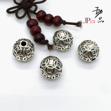 藏银合金做旧铜钱隔珠 中国风古钱币造型珠子 10mm文玩手串配珠