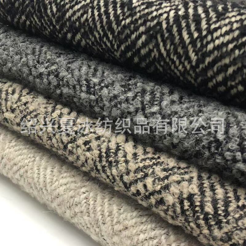 In-Stock Large Herringbone Cashmere Wool Coat Fabric for Men and Women Autumn and Winter Clothing Fashion Fabric