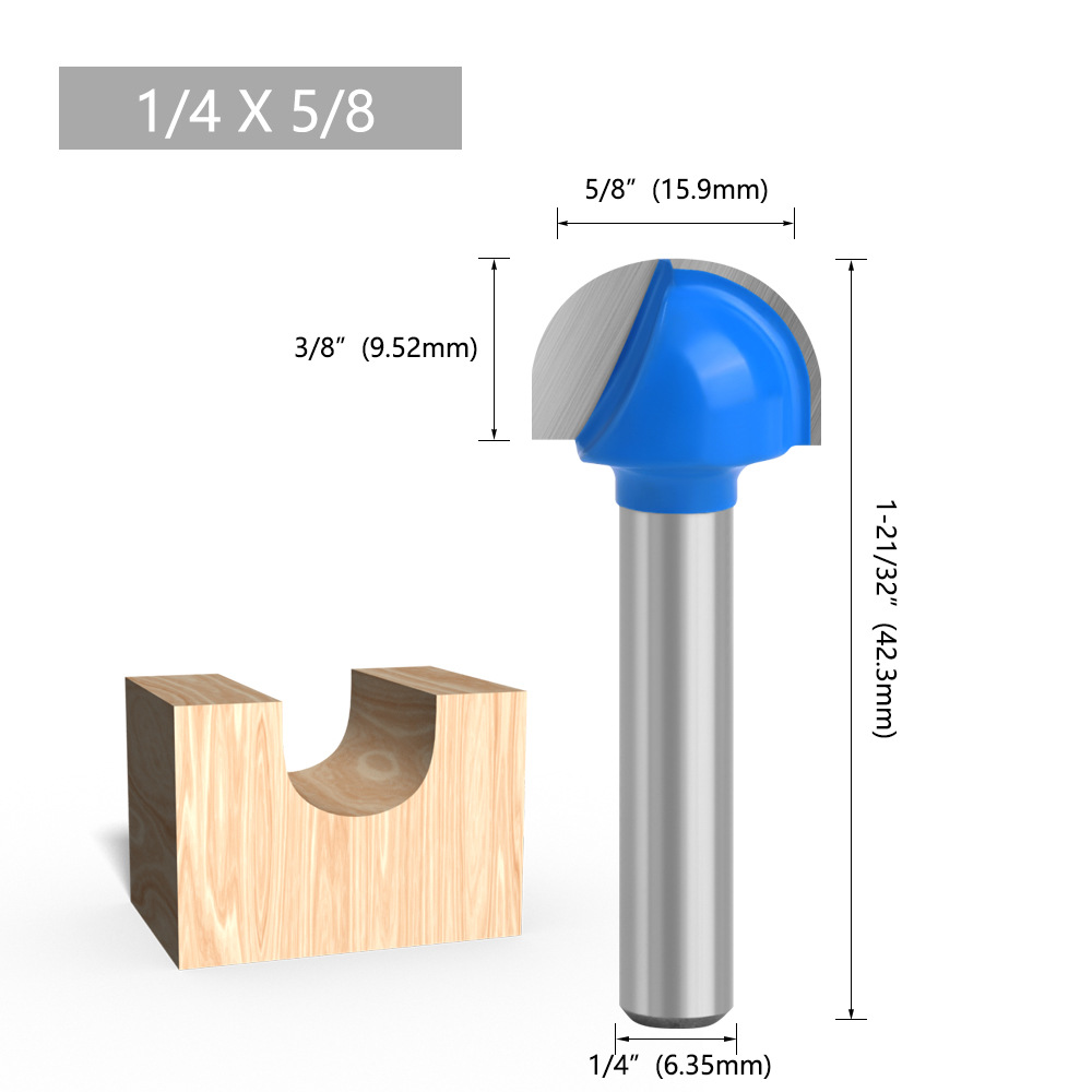 Azul 1/4 mango 6 mango redondo inferior cuchillo de encaje cabeza redonda cuchillo de carpintería semicírculo alivio cuchillo herramienta de carpintería ventas directas de la fábrica