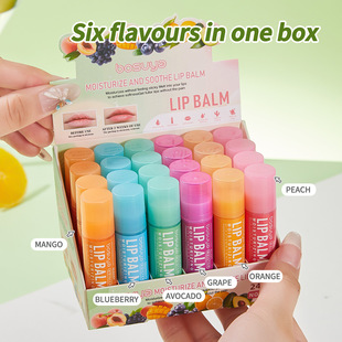 Cross-Border Exclusive Bosuya Fruit-Flavored Lip Balm Set, Moisturizing Lip Care, Anti-Drying and Light Lines Moisturizing Lip Balm