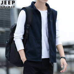 JEEP SPIRIT男性ベスト男性秋の新型ベルベットカジュアル馬クリップ中年のベルベット保温