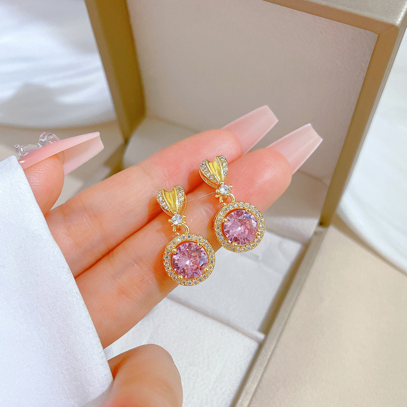 【钛钢】爱心圆形项链耳环套装轻奢微镶个性气质宴会耳饰项饰组合详情11