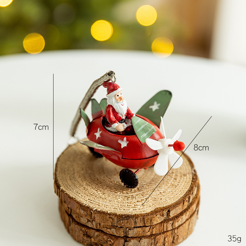 冬のクリスマス雪だるま老人ヘラジカ飛行機鉄ペンダントホームデスクトップ装飾品クリスマスツリーペンダント|undefined