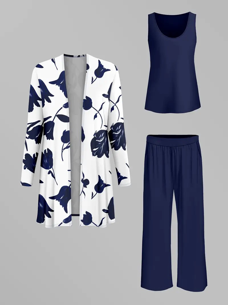 Women's 3 Piece Set Autumn Casual Outerwear Vest Pants_ecoleips.com
