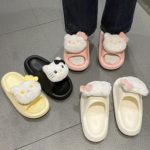 2024 New Summer Cool Slippers Women's Cute Cartoon Girl's Softhearted Wearing Soft Bottom Non-Slip All-Match Slippers