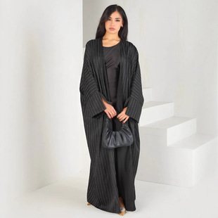 2025 New Cross-Border Luxury Middle Eastern Style Hot Diamond Striped Outer Loose Cardigan Suitable for Festivals or Daily Use