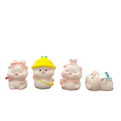 Creative piggy car center console micro landscape office desktop decoration ornaments cute pig resin crafts