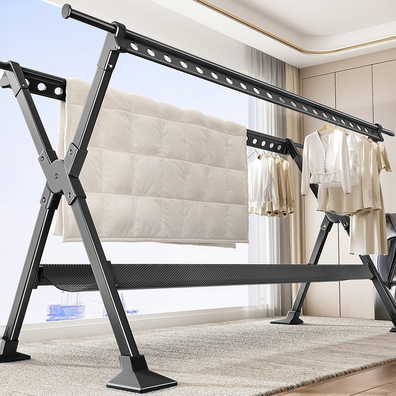 Foldable and Extendable Clothes Drying Rack, Thickened Drying Rod for Indoor and Outdoor Use, Balcony Quilt Drying Tool