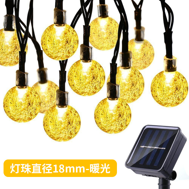 LED solar burbuja bola Cadena de luz al aire libre transparente cuentas redondas luces de Navidad jardín camping luces decorativas