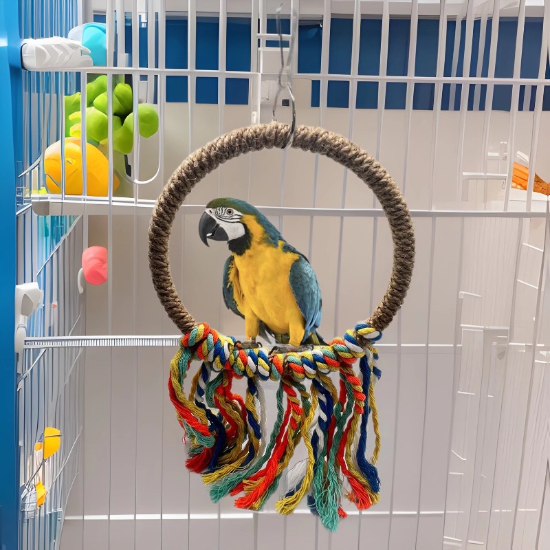Loro juguetes columpio creativo anillo de sisal piel de tigre peonía Xuanfeng mordisqueando anillo colgante de escalada accesorios para jaulas de pájaros suministros