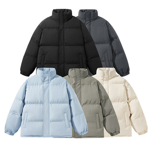 Winter New Simple Collar Solid Color Cotton-padded Casual Trendy Brand Thickened Cold-proof Warm Bread Coat