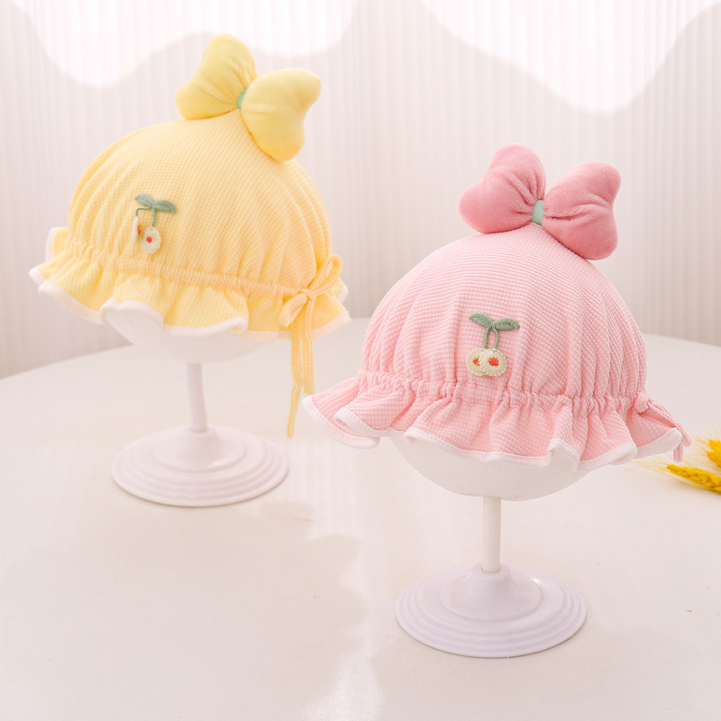Baby algodón sombrero de embarazo primavera y otoño delgado mes pequeño bebé hombre y mujer sombrero de pescador ajustable sombrero de cuenca princesa recién nacido