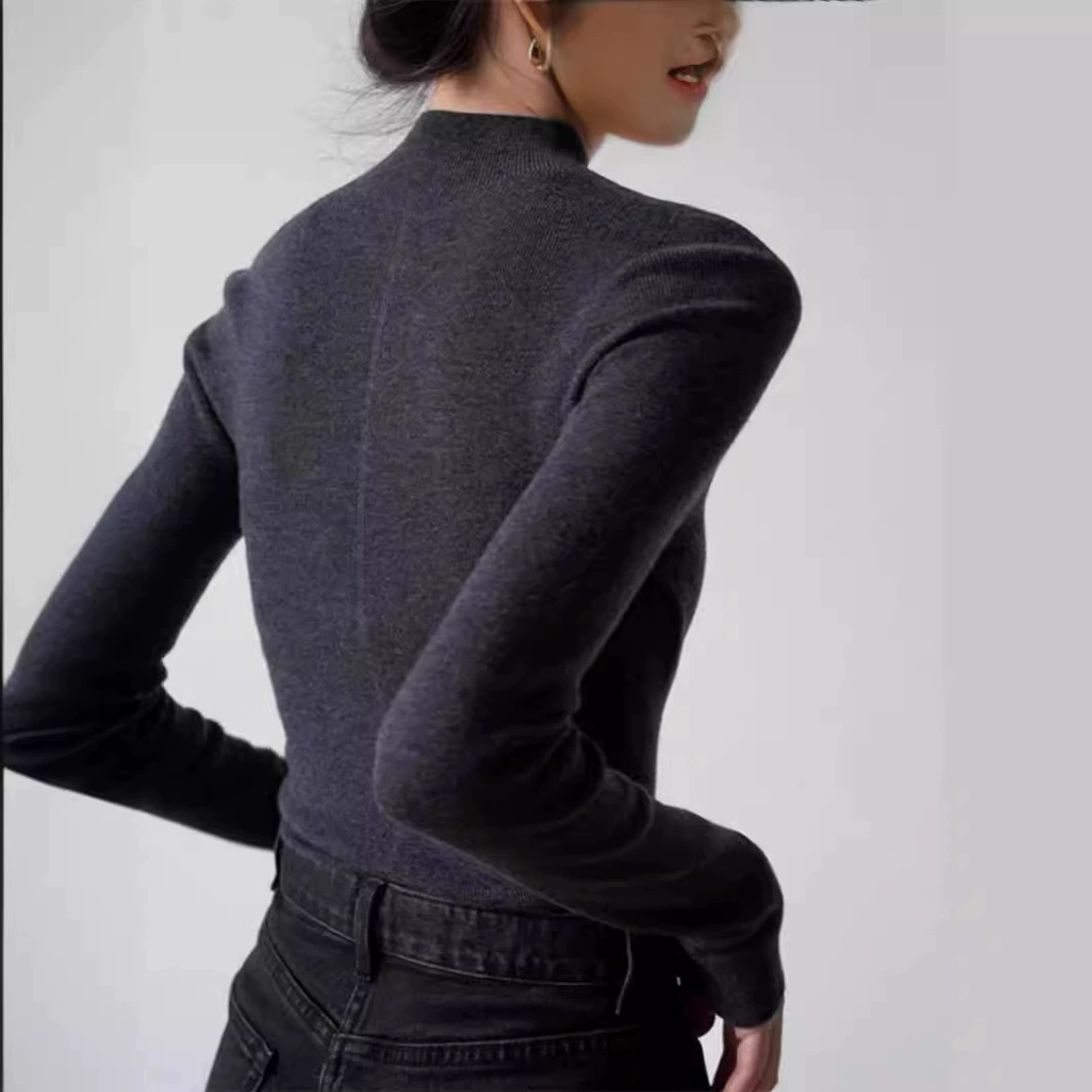 Бесшовные шерстяной свитер в бутылках женщин осень и зима полу-Высокий воротник темперамент коммутирующих плотный свитер