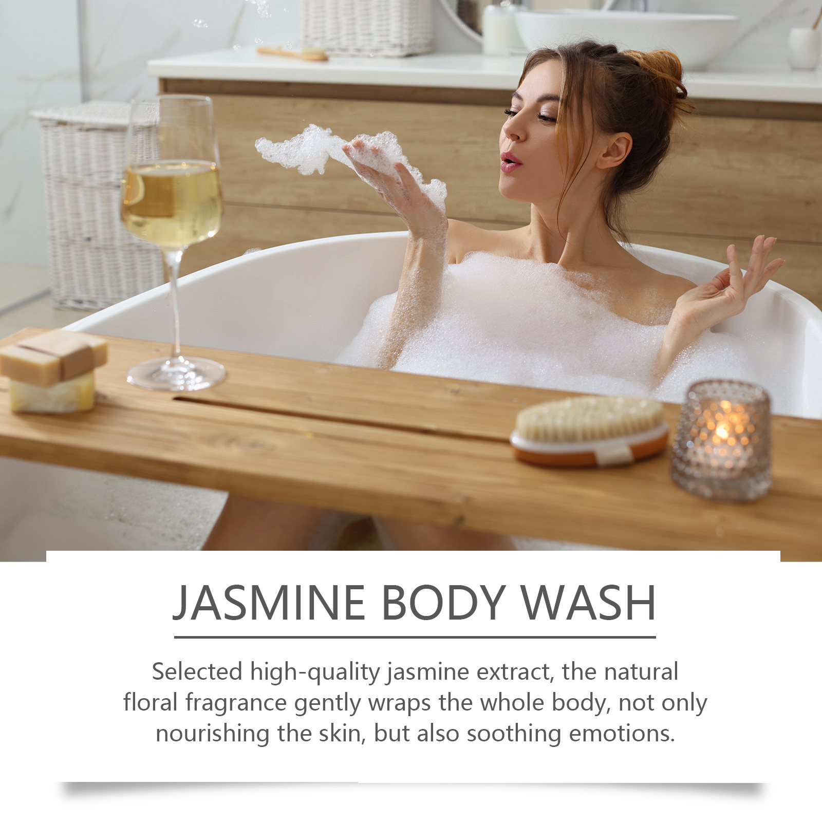 Jasmine hidratantni pomlađujući gel za tuširanje, nježno čišćenje kože tijela, glatki hidratantni mirisni gel za tuširanje_voghion.com