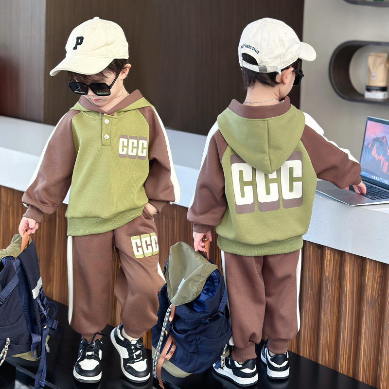 Jungen Strickset Zweiteiler Color-blocking Für Kinder_voghion.com