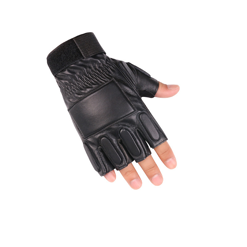 Guantes de piel de oveja de medio dedo deportes al aire libre equitación entrenamiento de combate guantes de medio Dedo de piel de oveja guantes de dedo completo hombres y mujeres guantes de cuero