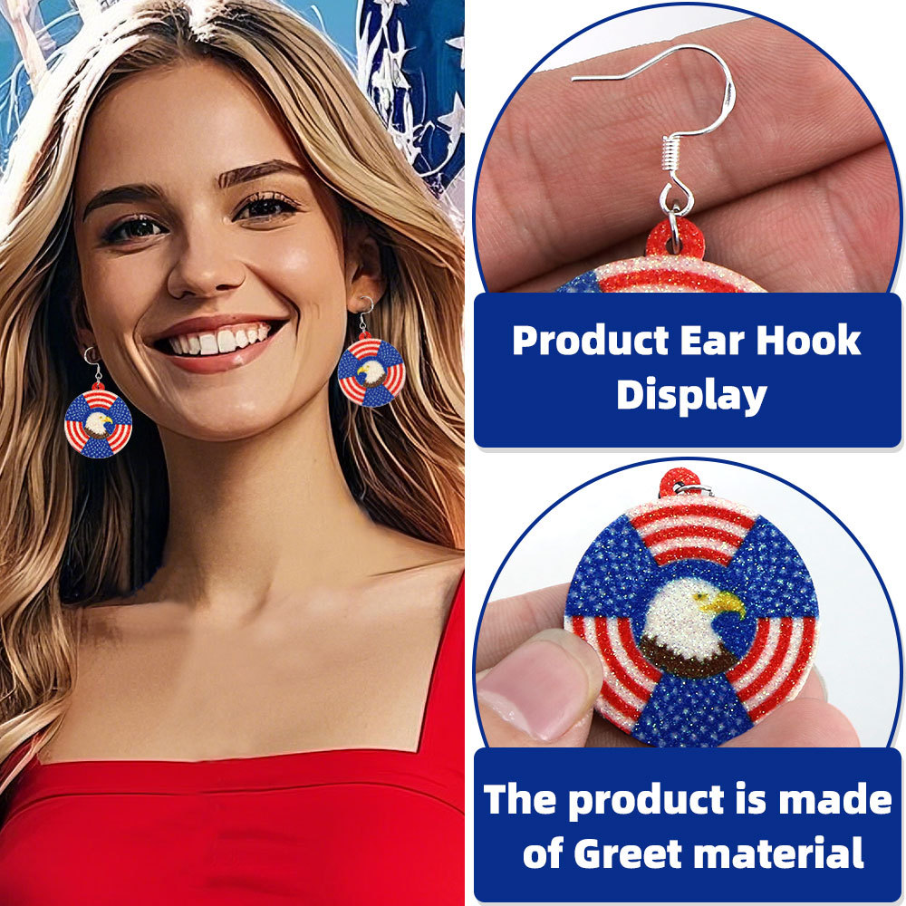 Nueva bandera de EE.UU. pentagramas colgante pendientes de orellas japonesas independientes de fiestas estadounidenses decoración de joyas pendientes