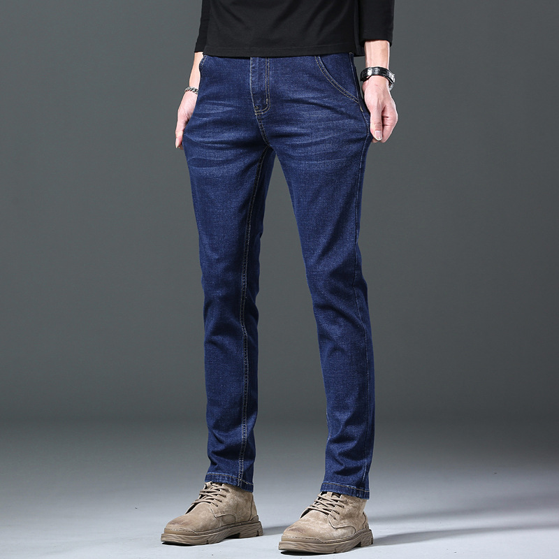 Autumn New Jeans Men's High Waist Elastic Loose Straight Casual Pants Anti Theft Buckle Back Bag_voghion.com